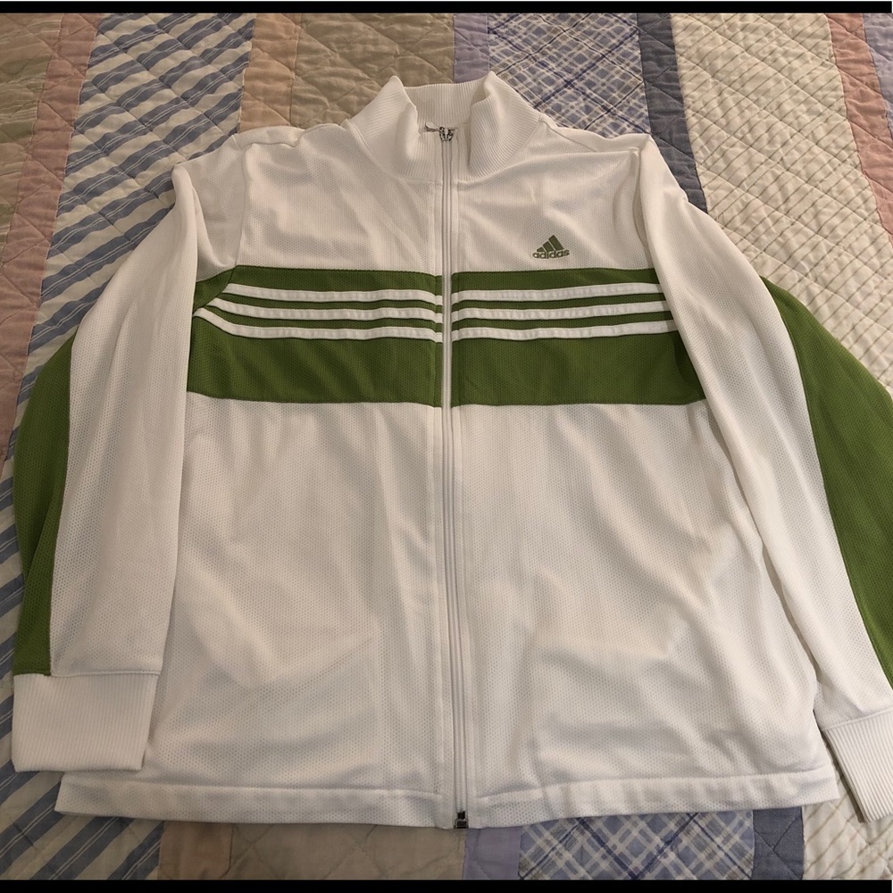 Adidas White/Green Training Jacket Large